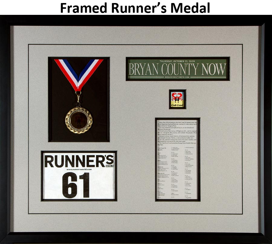 Framed Runnerâ€™s Medal With Race Results Example